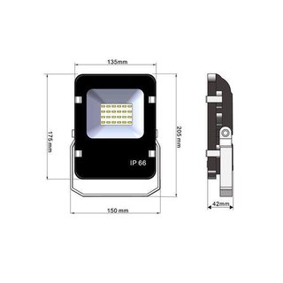 Professioneller 12W LED Scheinwerfer warmweiss 3000K / IP66 mit weissem Gehuse