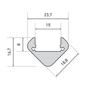 BARdolino Angolo Aufbauprofil, Aluminium eloxiert 2m Profilstange