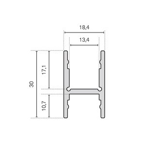 BARdolino H Aufbauprofil, Aluminium eloxiert 1m Profilstange