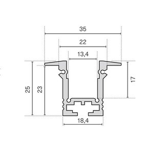 BARdolino T Einbauprofil, Aluminium eloxiert 2m Profilstange