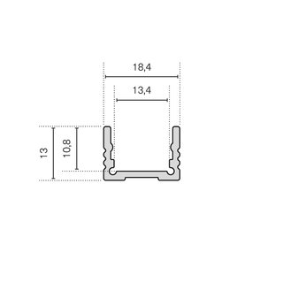 BARdolino flach Aufbauprofil, Aluminium eloxiert 1m Profilstange