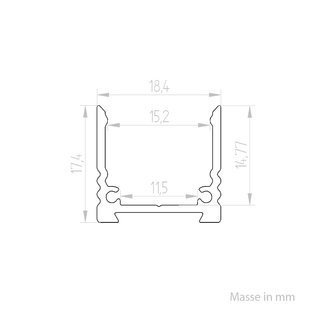 CD18 Aufbauprofil, Aluminium eloxiert  2m Profilstange