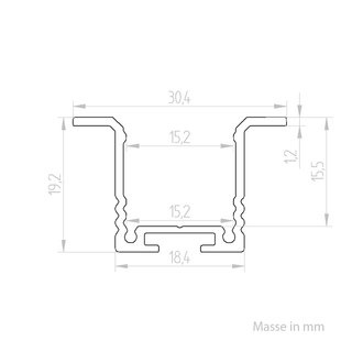 CDT18 Einbauprofil, Aluminium eloxiert  1m Profilstange