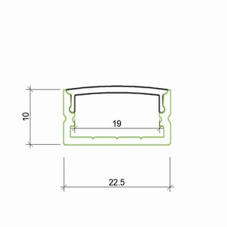 BUDGET AL21 Aufbauprofil, Aluminium eloxiert 1m Profilstange, inkl. Abdeckung, Halteklammern und Endkappen