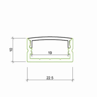 BUDGET AL21 Aufbauprofil, Aluminium eloxiert 1m Profilstange, inkl. Abdeckung, Halteklammern und Endkappen