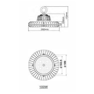 100Watt Industrie- und Hallenleuchte (High Bay), dimmbar (Dali)