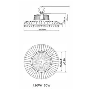 150Watt Industrie- und Hallenleuchte (High Bay), dimmbar (Dali)