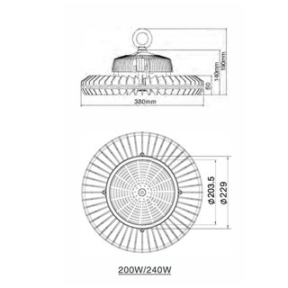 200Watt Industrie- und Hallenleuchte (High Bay), dimmbar (Dali)