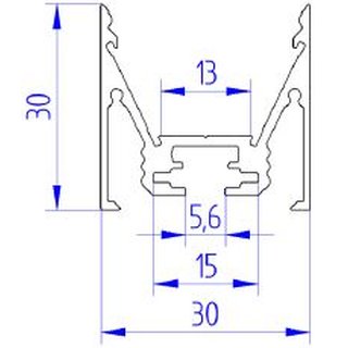 CD3030 Aufbauprofil, Aluminium eloxiert 